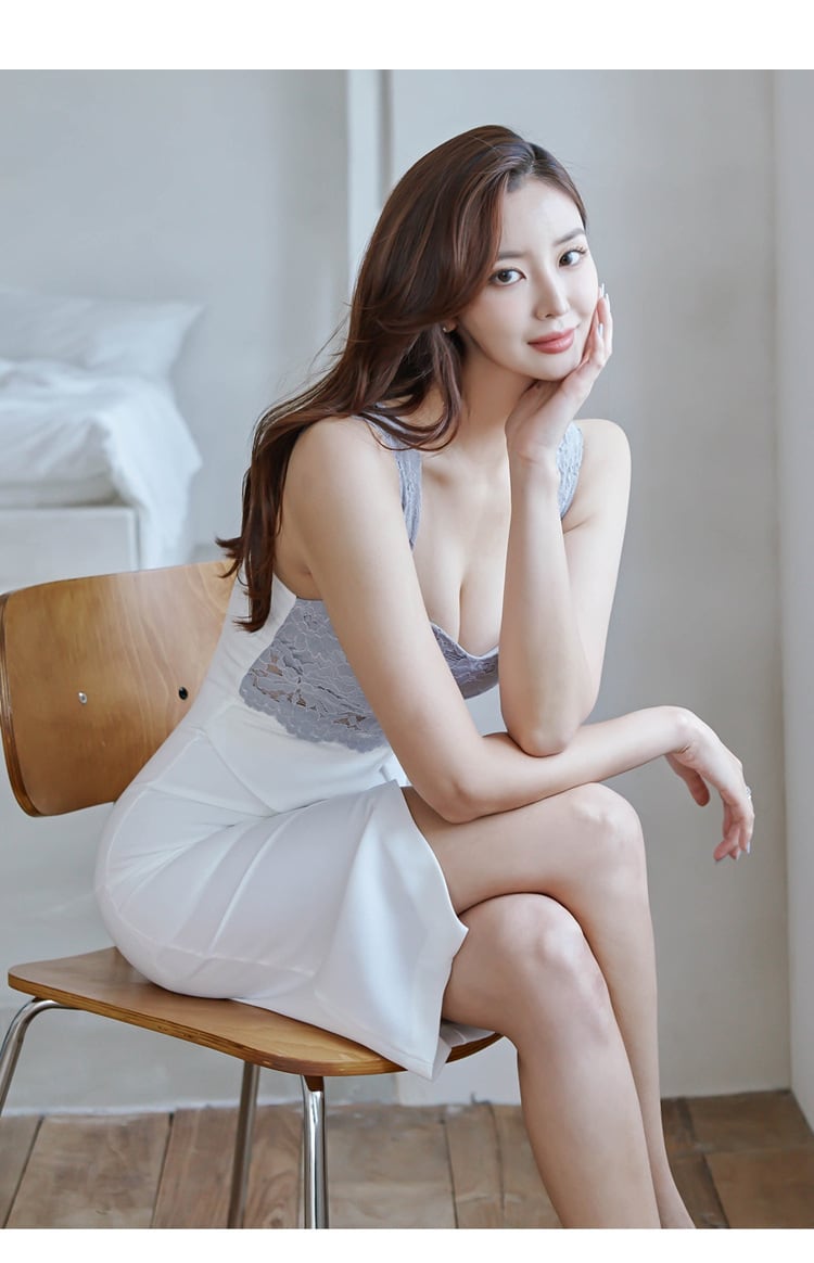 【dress】レース切り替えワンピース　M25220