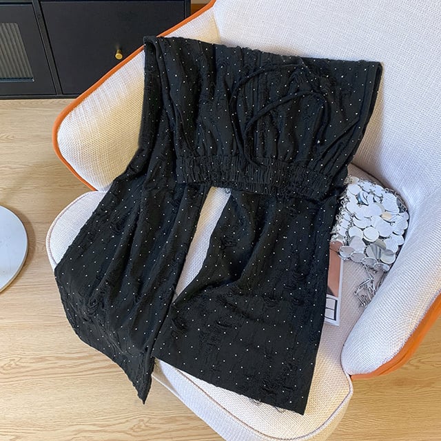 【bottoms】キラキラダメージガウチョパンツF7488