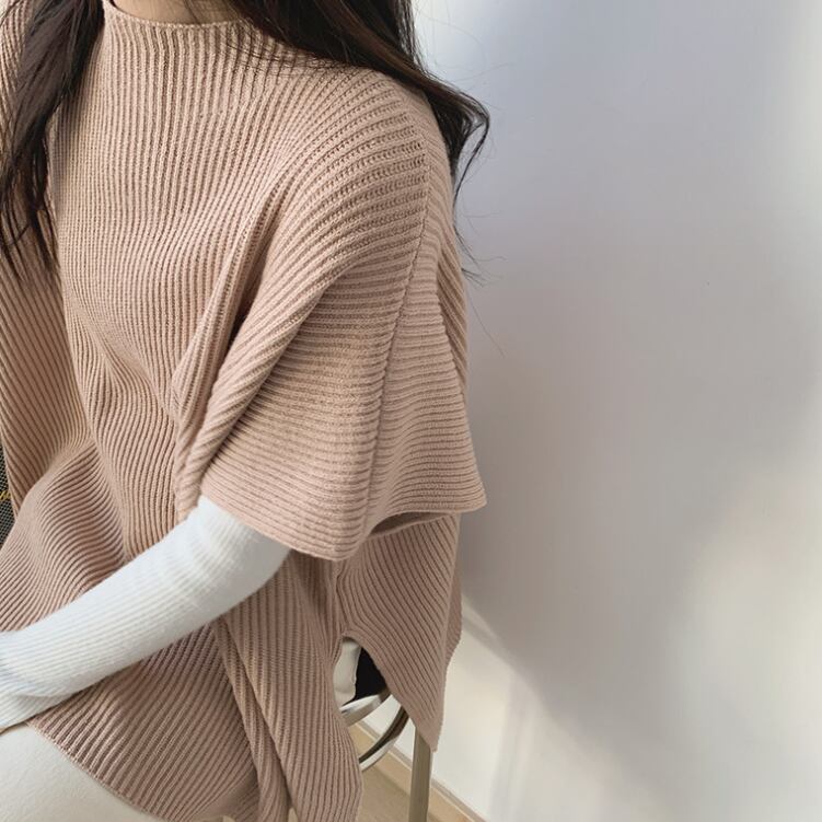 【tops】スリットケープニットジレ　M18411