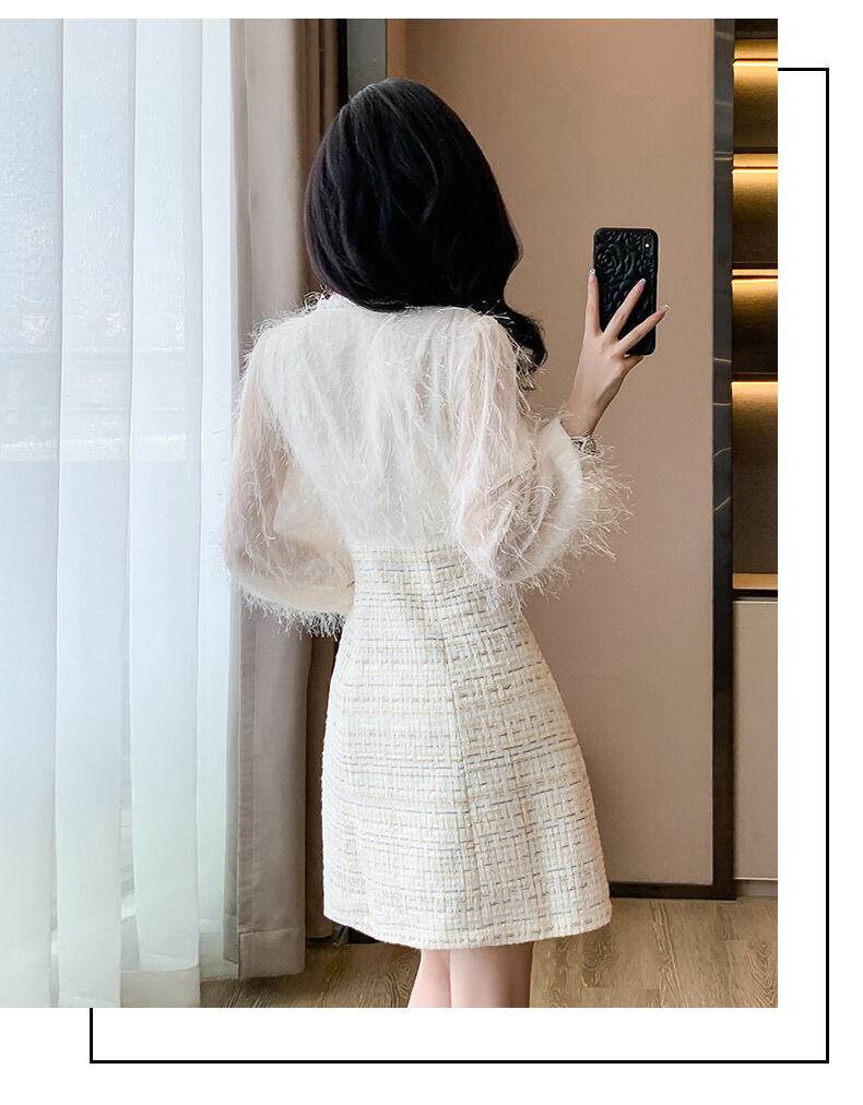 【dress】Vネックドッキングワンピース　M27441