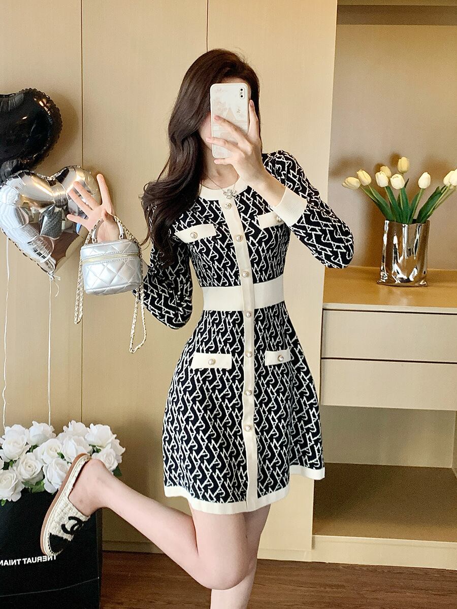 【dress】ジャカードニットワンピース　M28424