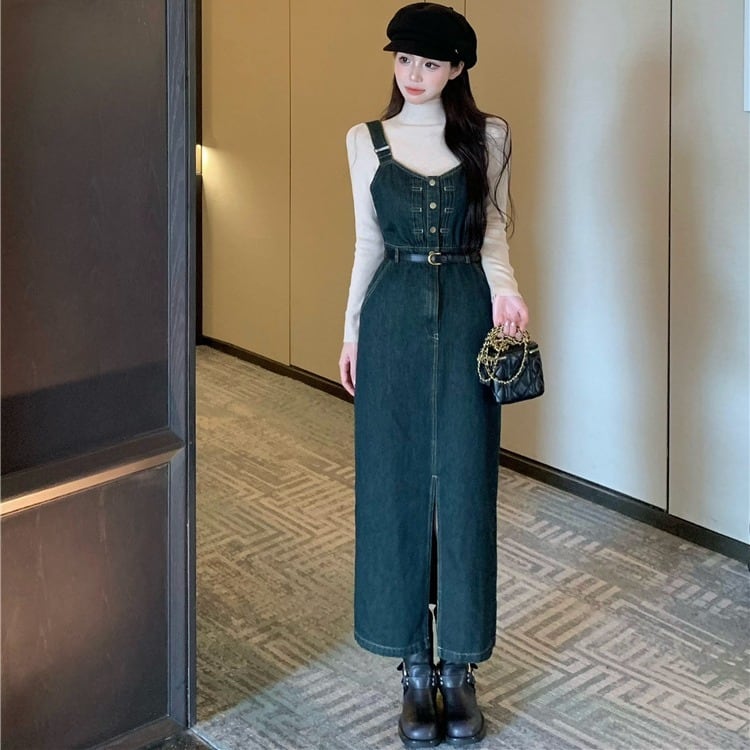 【dress】サロペットデニムワンピース　M27988