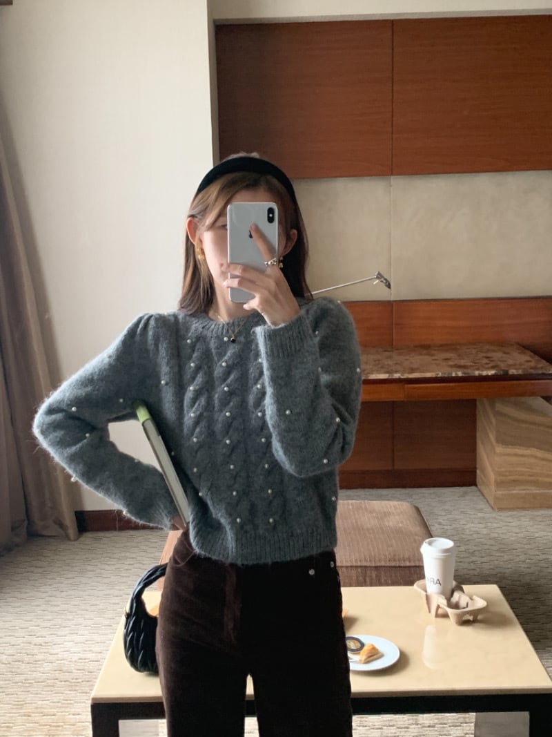 【tops】クルーネックニットセーター　M19019