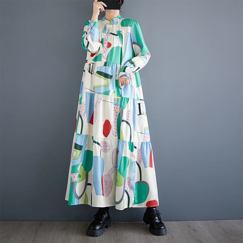 【dress】プリントカジュアルワンピース
