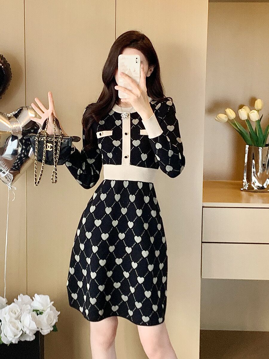 【dress】ジャカードニットワンピース　M28415