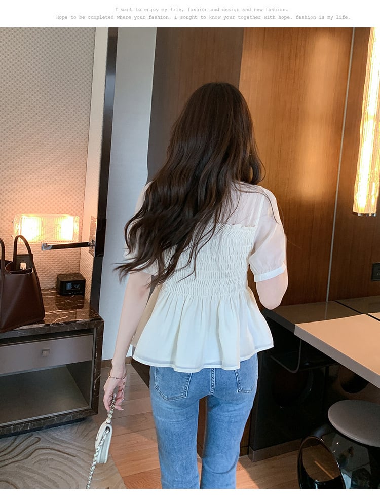 【tops】リボン付きシャツトップス　M23925
