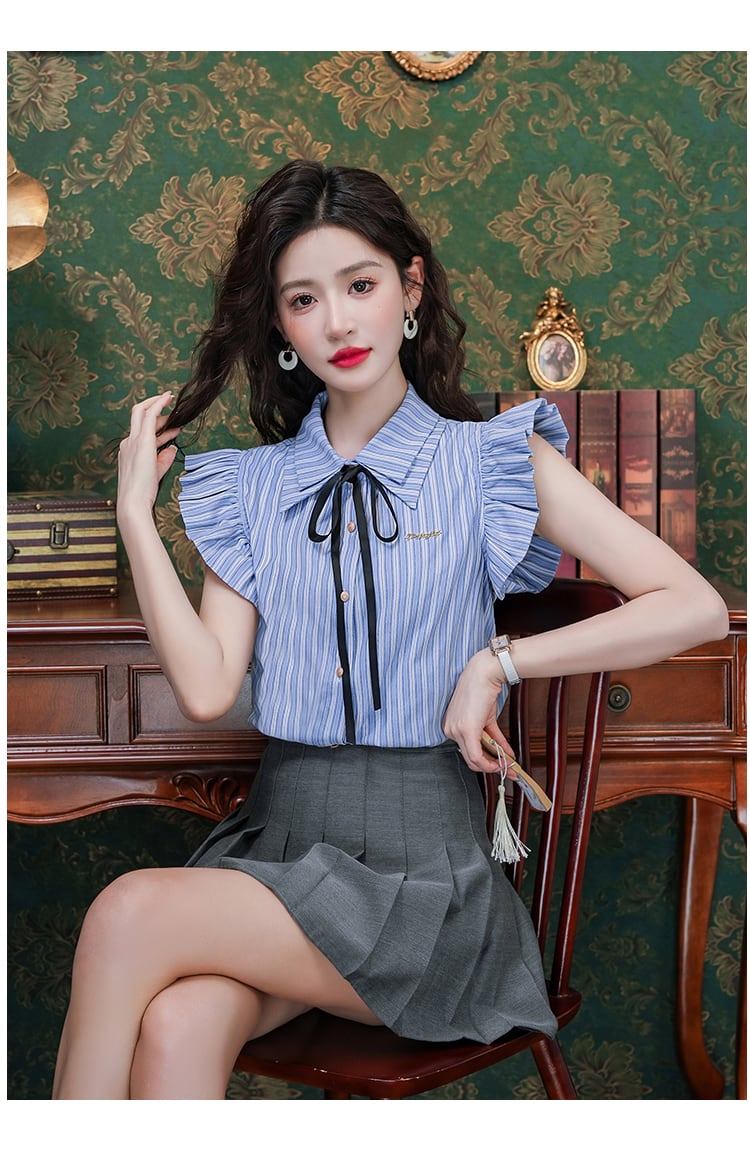 【tops】ストライプ柄ブラウスG21344