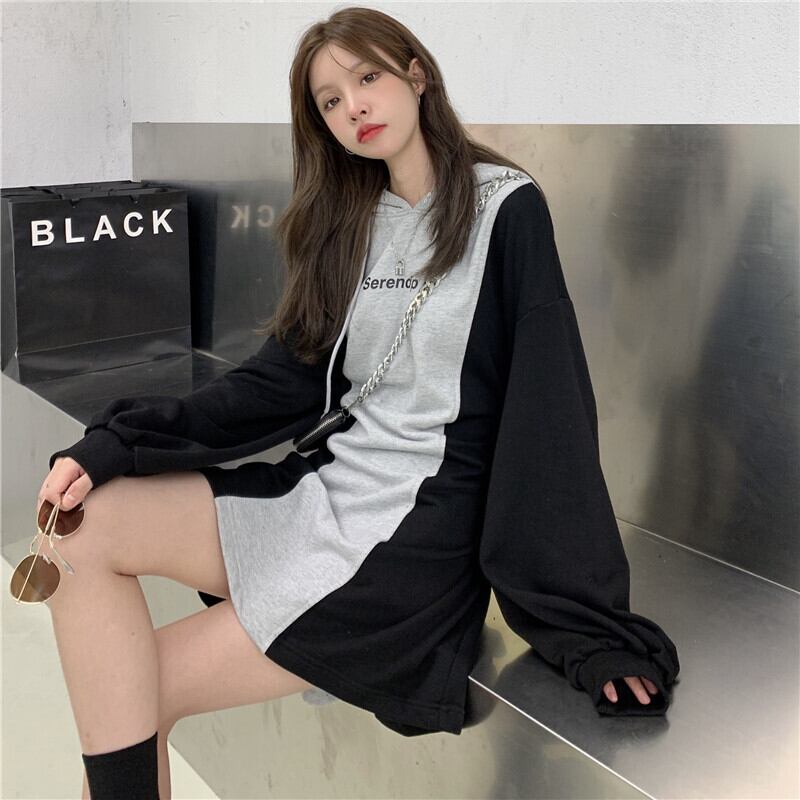 【dress】韓流スタイル!気質満点レトロ秋ルーズパーカーワンピース G1883