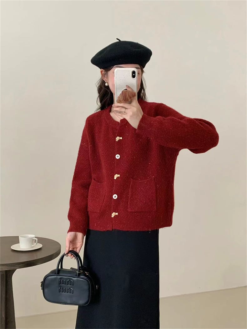 【outer】クルーネックニットカーデ　M25982