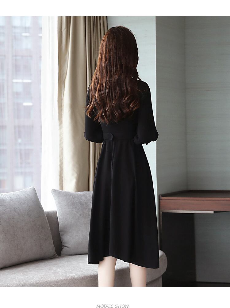 【dress】優しい雰囲気 気質満点 シンプルVネック細身効果抜群無地ワンピース