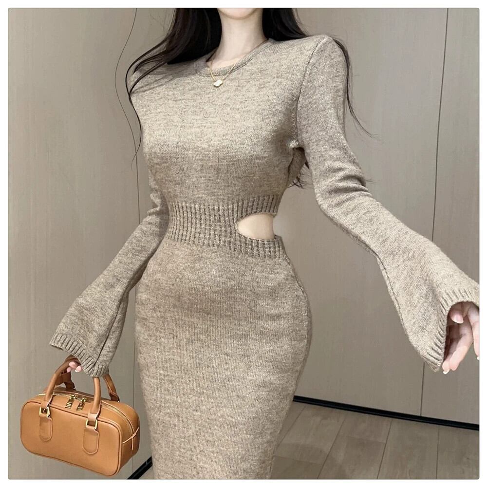 【dress】ウエストカットニットワンピース　N2192