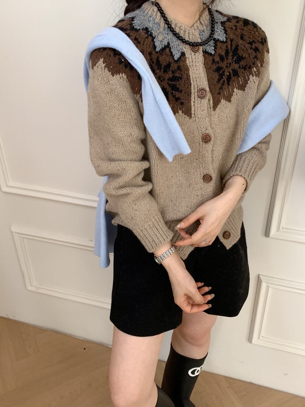 【outer】クルーネックニットカーデ　M27105