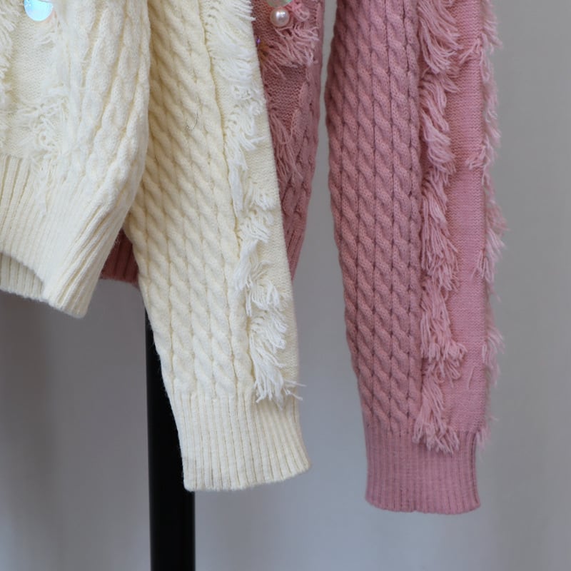 【tops】スパンコールニットセーター　M26343