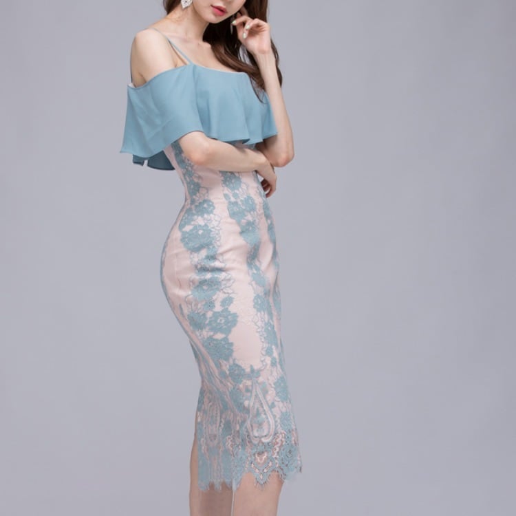 【dress】フリルレースワンピース　M25227