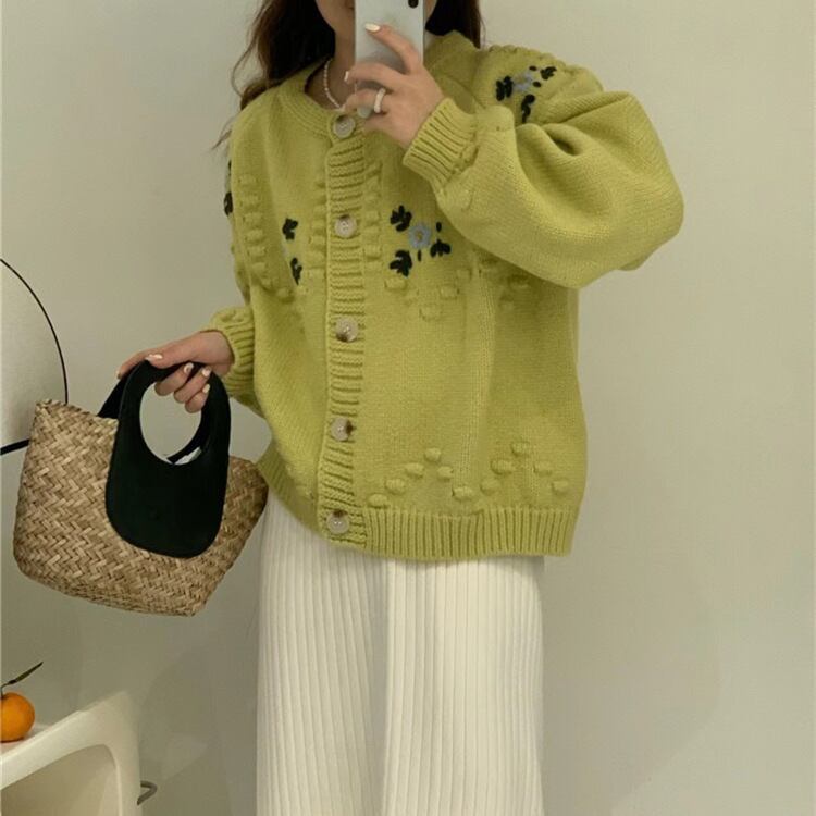 【outer】クルーネックニットカーデ　M18464