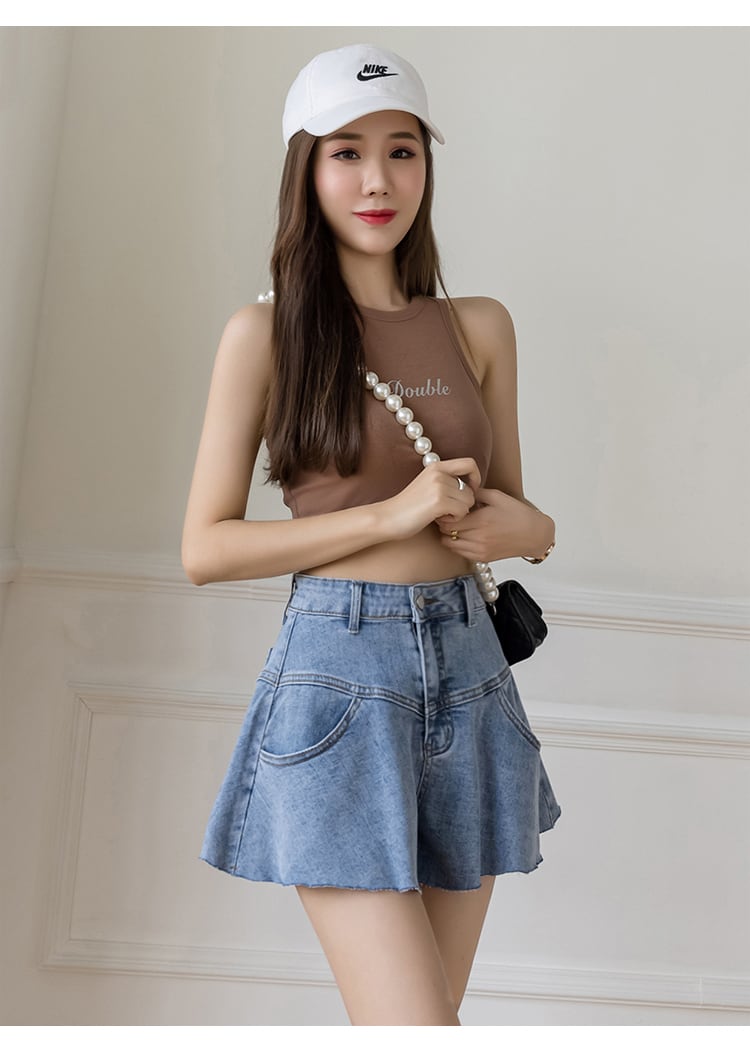 【bottoms】美人度アップ!韓国系着痩せフリルハイウエストショートパンツ G0594