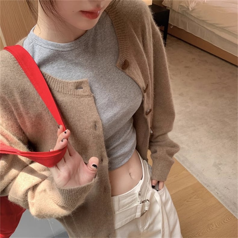 【outer】クルーネックニットカーデ　M25853