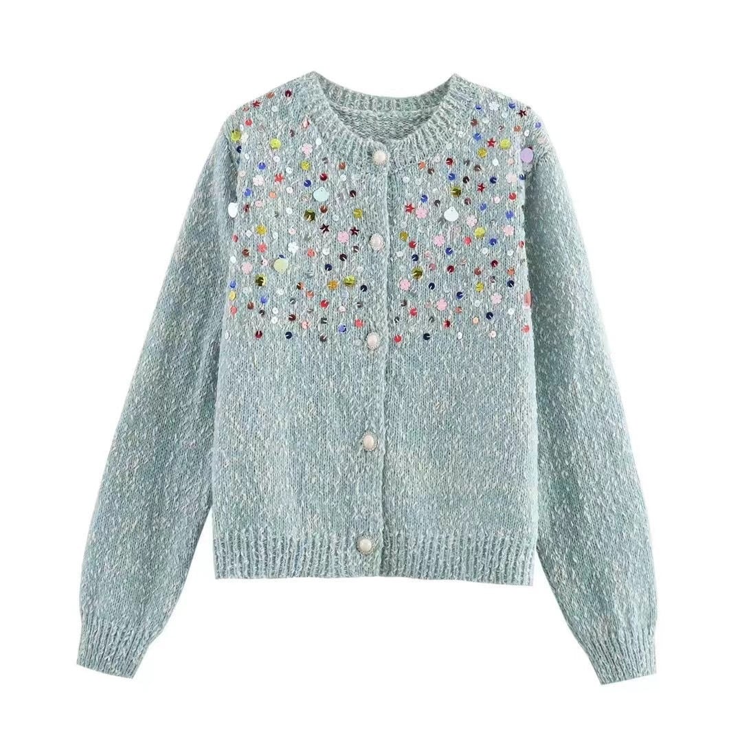 【outer】スパンコールニットカーデ　M26288