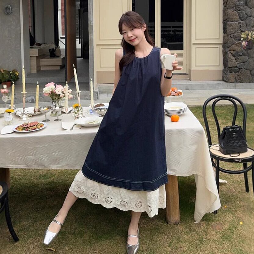 【dress】レース切り替えノースリーブワンピース　M29817