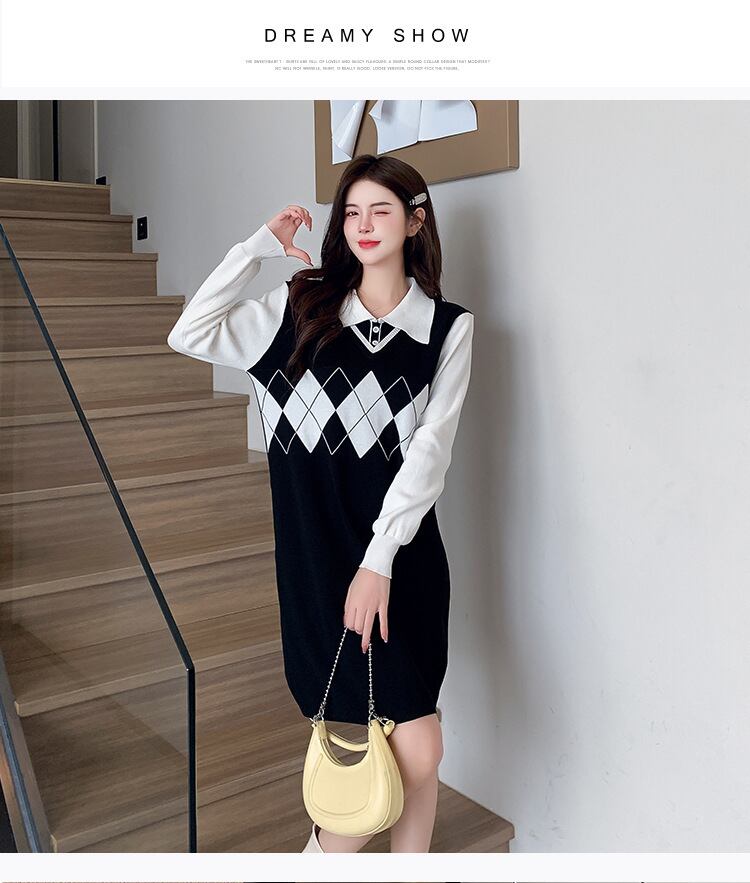 【dress】ドッキングニットワンピース　M18690