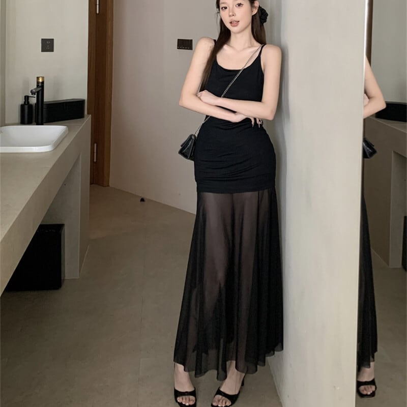 【dress】チュールコンビキャミワンピース　M29737