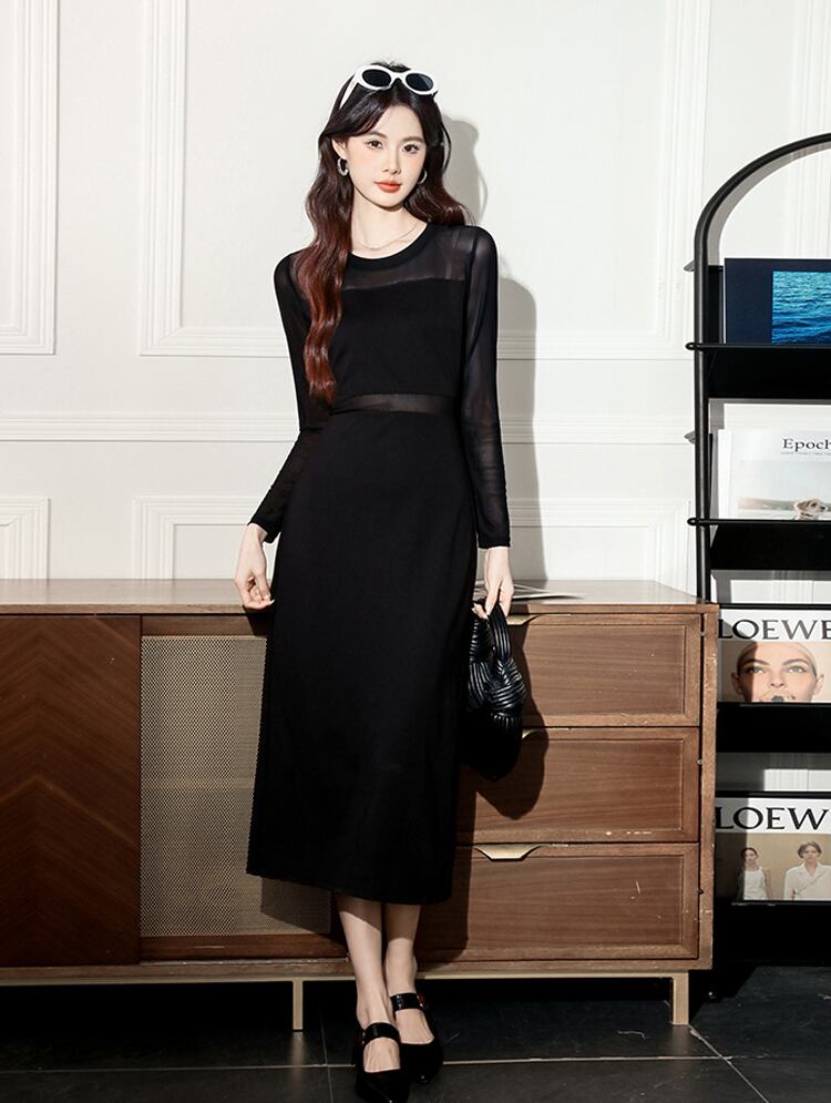 【dress】チュールドッキングワンピース Q7041