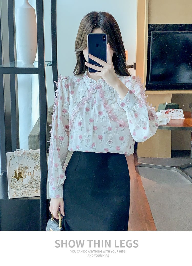 【tops】花柄シャツトップス　M28877