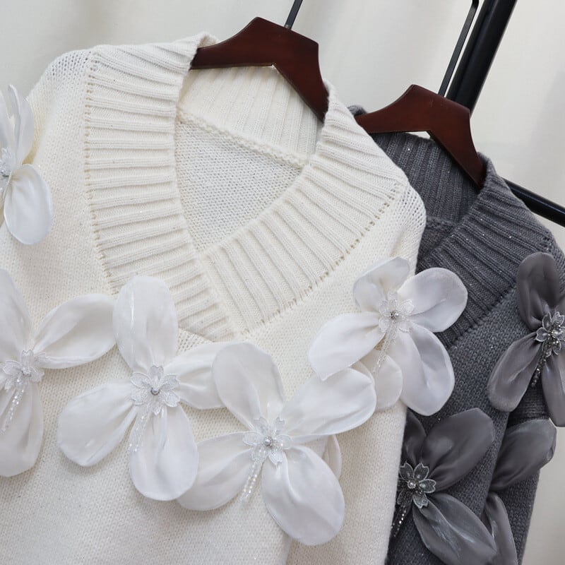 【tops】立体フラワーニットセーター　M27590