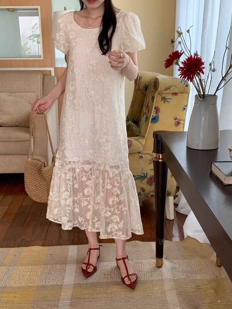 【dress】ジャカード刺繍ワンピース　M24731