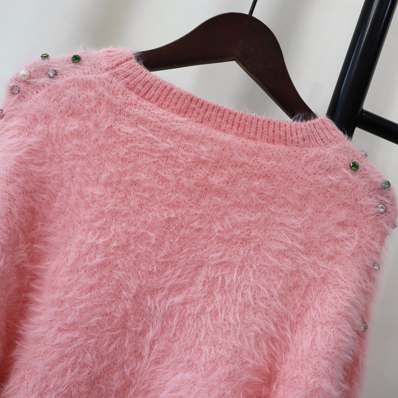 【tops】ビジューシャギーニットセーター　M26122