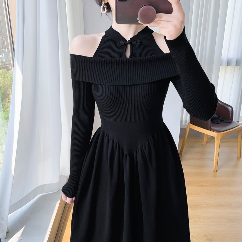 【dress】切り替えニットワンピース　M26174