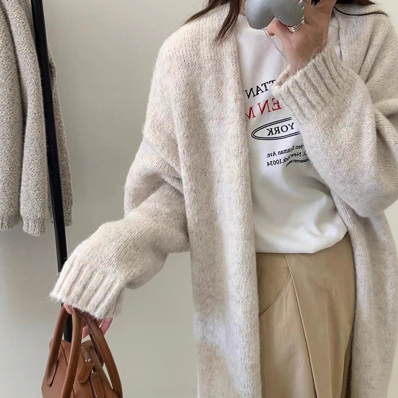 【outer】ロングニットカーディガン Q7155