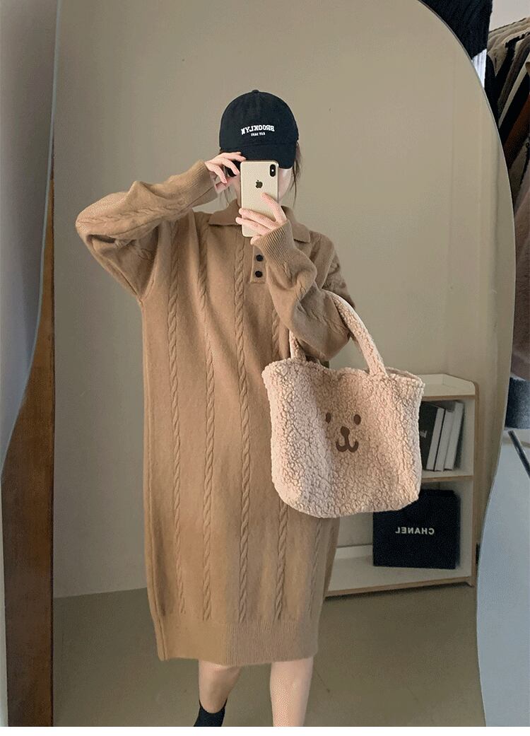 【dress】POLOネックニットワンピース　M18757