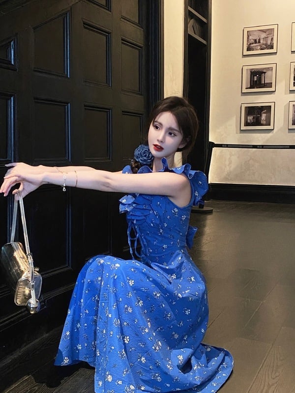 【dress】Vネック花柄海旅行ワンピース G21519