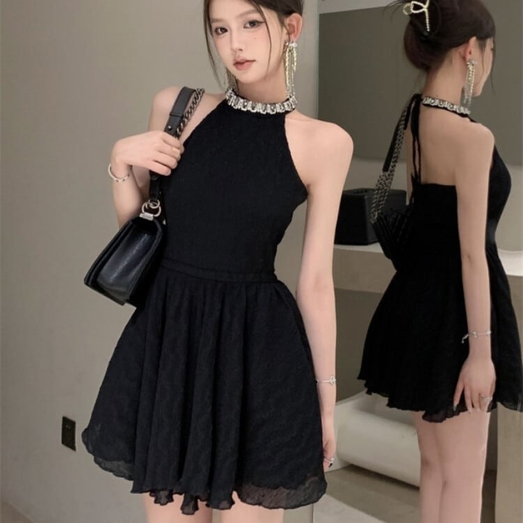 【dress】ビジューノースリーブワンピース　M24140