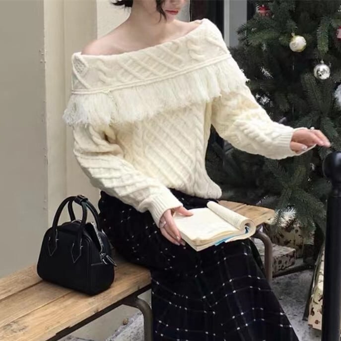 【tops】ボートネックニットセーター　M26280