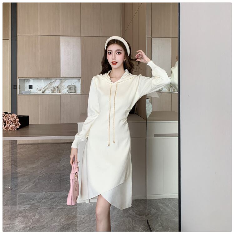 【dress】フード付きニットワンピース　M18536