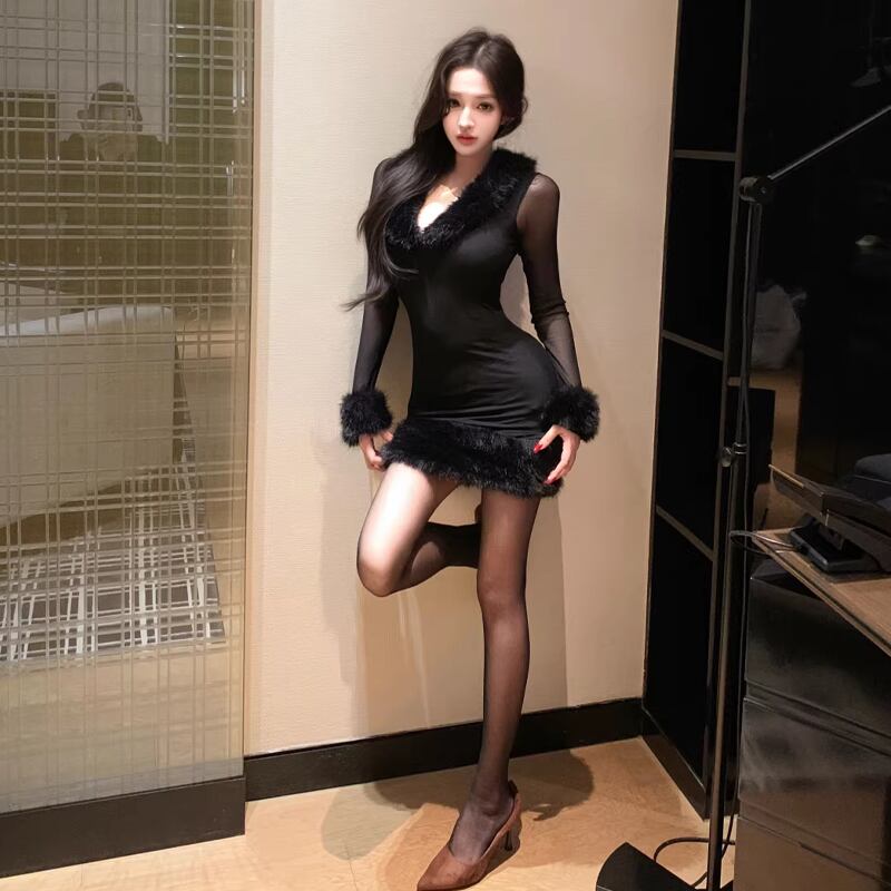 【dress】ファードッキングタイトワンピース Q7806