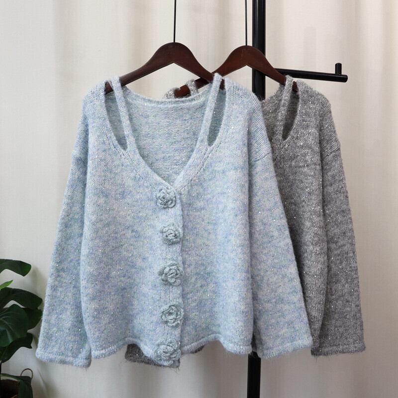 【outer】スパンコールニットカーデ　M28589