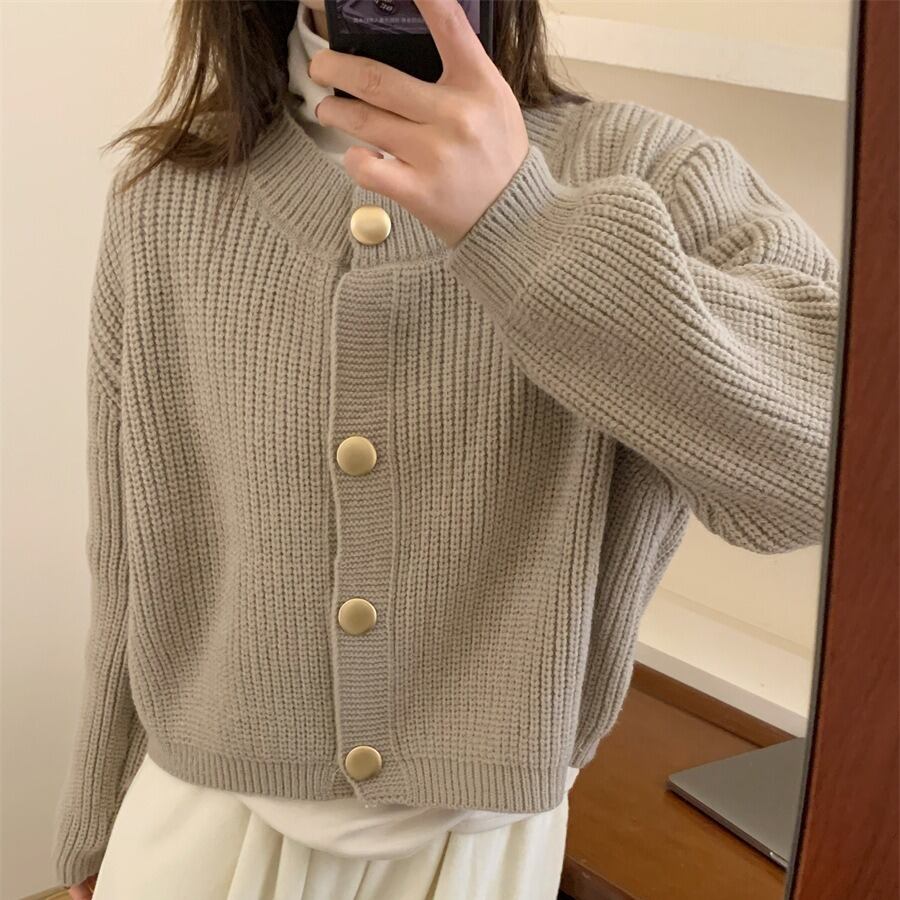 【outer】クルーネックニットカーデ　M18817