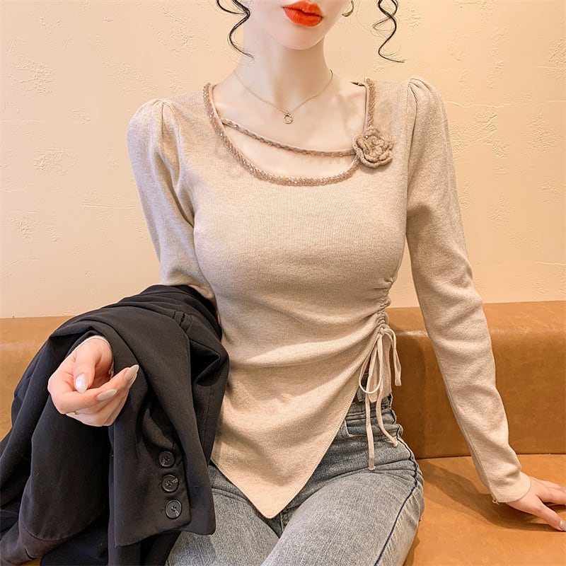 【tops】ビジュー不規則 イレギュラーニットトップス　M28665