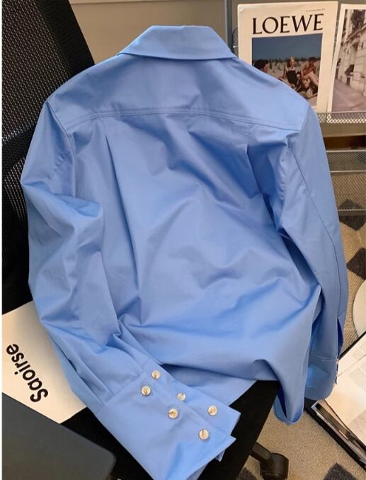 【tops】POLOネック刺繍ブラウスG20656