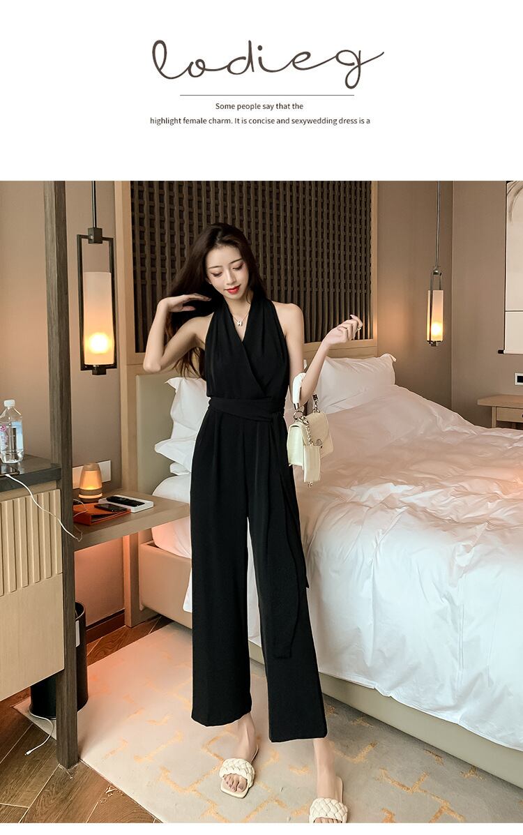 【set】気質満点レトロ夏着痩せハイウエストオールインワン G0709