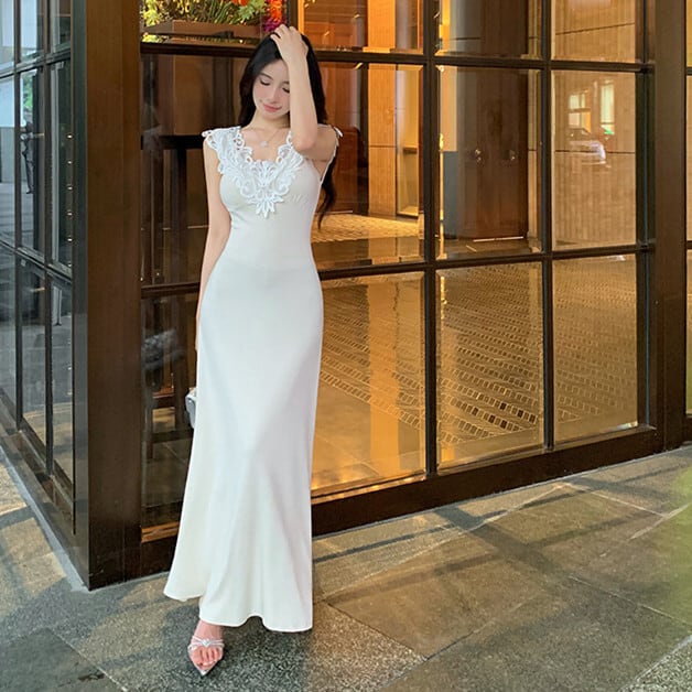 【dress】レース切り替えワンピース　M24843