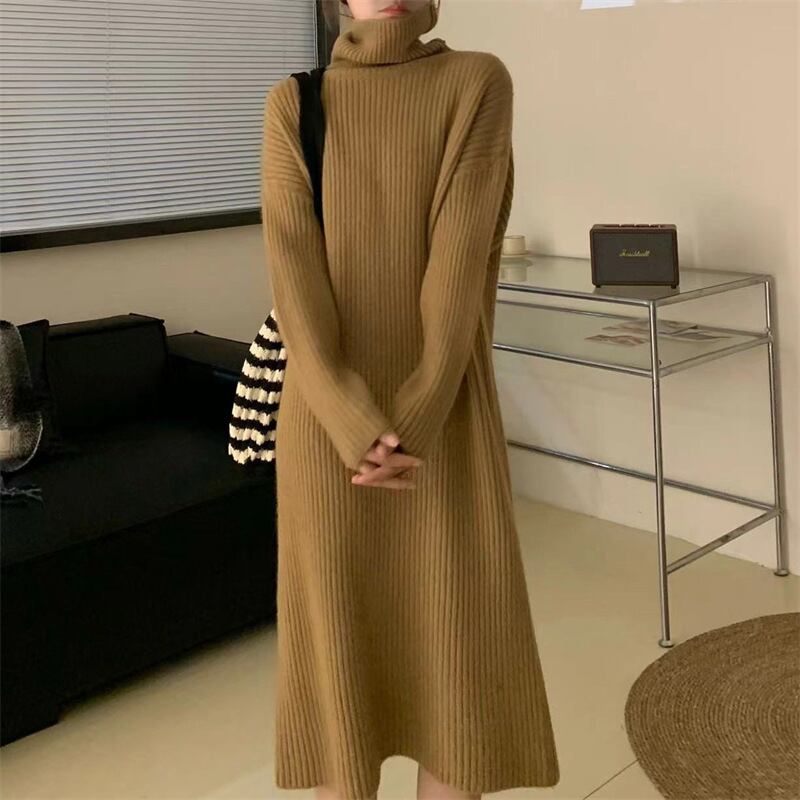 【dress】無地ニットワンピース　M19129