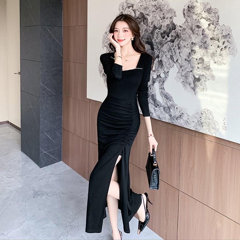 【dress】スリットロングワンピース Q6900