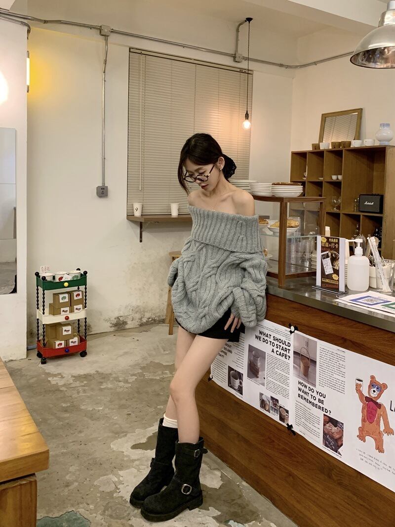 【tops】ボートネックニットセーター　M27457