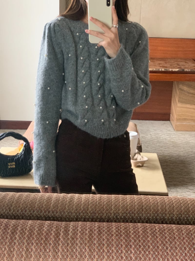 【tops】クルーネックニットセーター　M19019