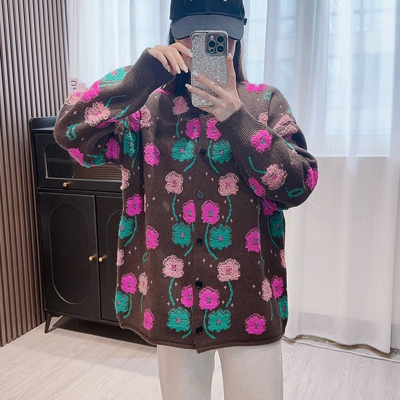 【outer】刺繍ニットカーデ　M25869