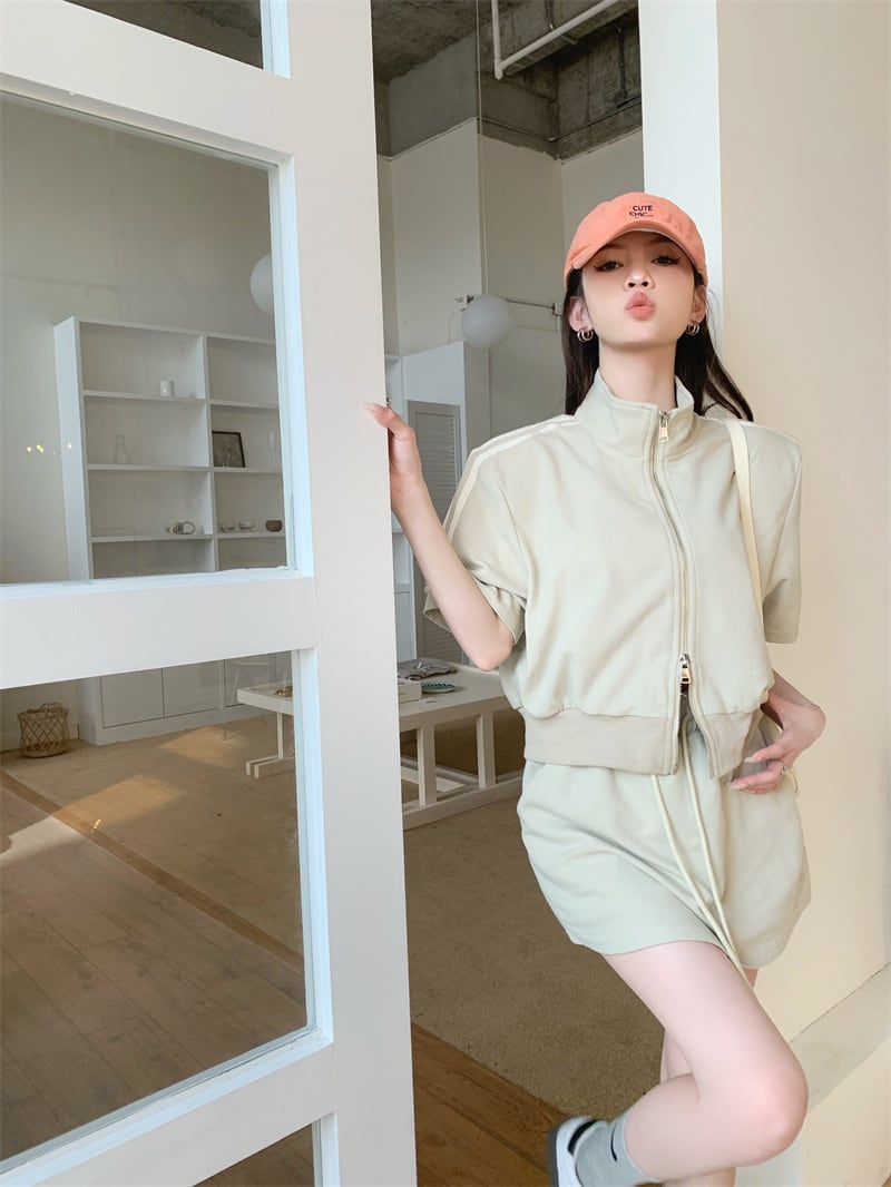 【set】ファスナートップス×キュロットパンツセット　M24805